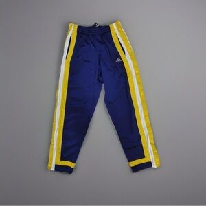 Y2K Adidas Tearaway Snap Pants NavyYellow Striped Track Pants Sz M Vintage Baggy